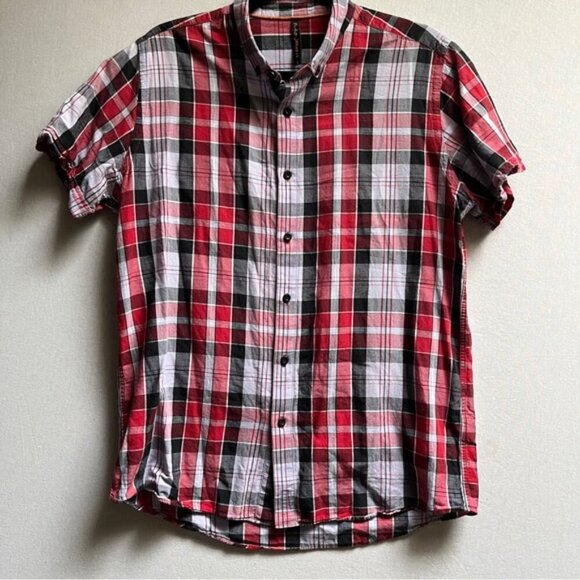 Nudie Jeans plaid short sleeve button down shirt Sz L - Picture 1 of 7